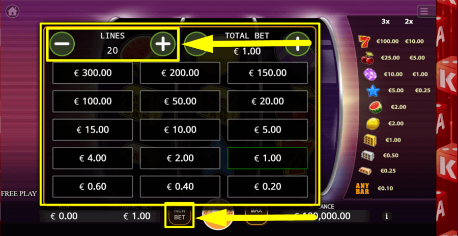 Fantasy 777 Adjustable Paylines