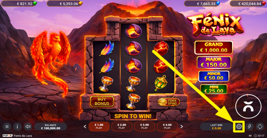 Fenix Da Lava Adjust Bet Level