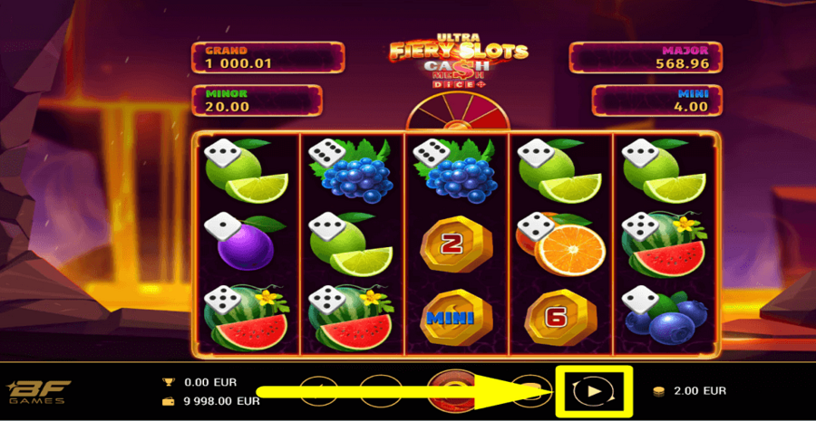 Fiery Slots Cash Mesh Ultra Dice Autoplay Feature