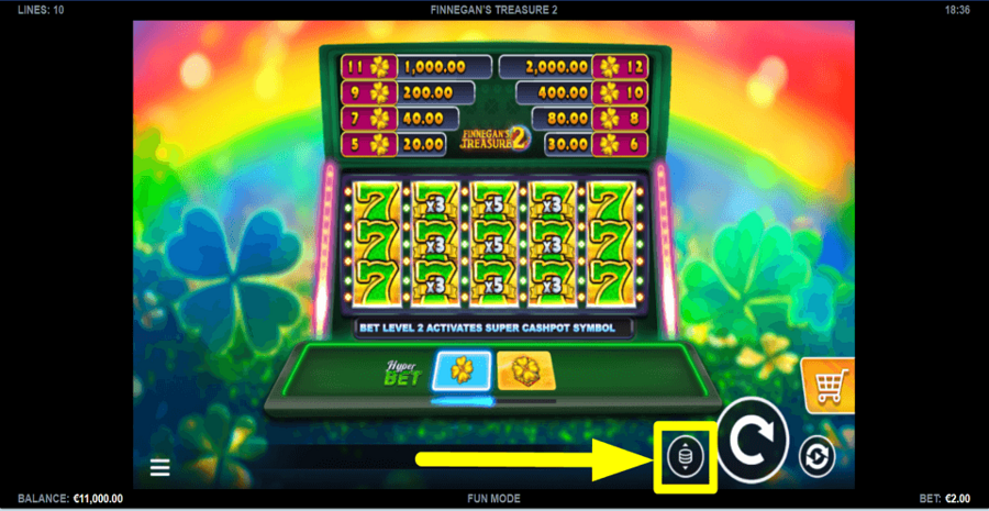 Finnegans Treasure 2 Bet Value