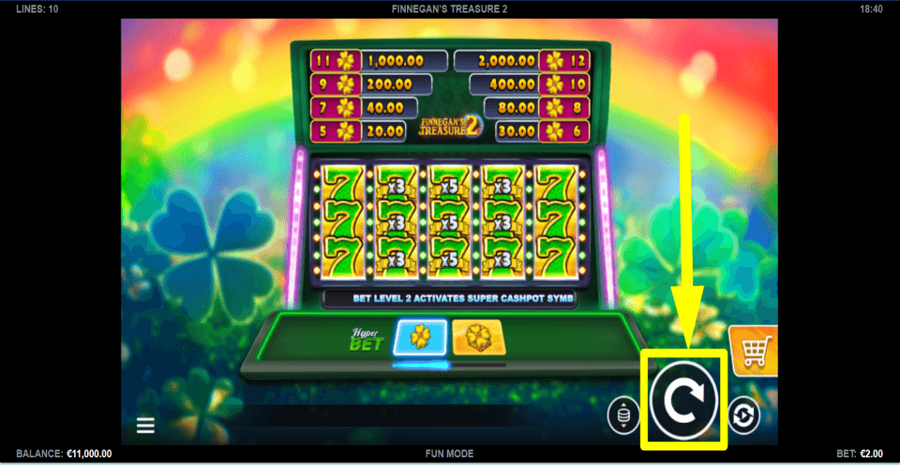 Finnegans Treasure 2 Spin Button