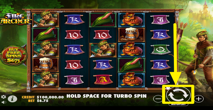 Fire Archer Spin Button