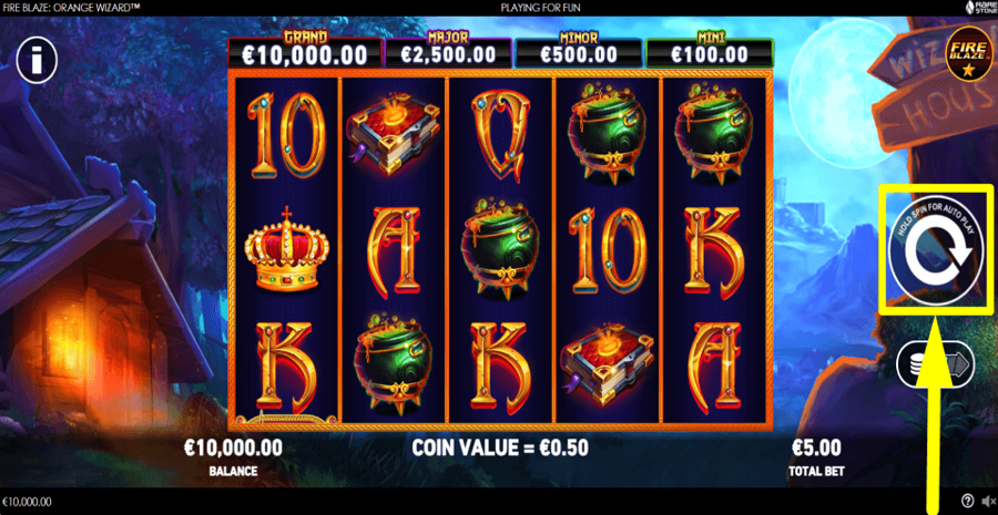 Fire Blaze Orange Wizard Spin Button