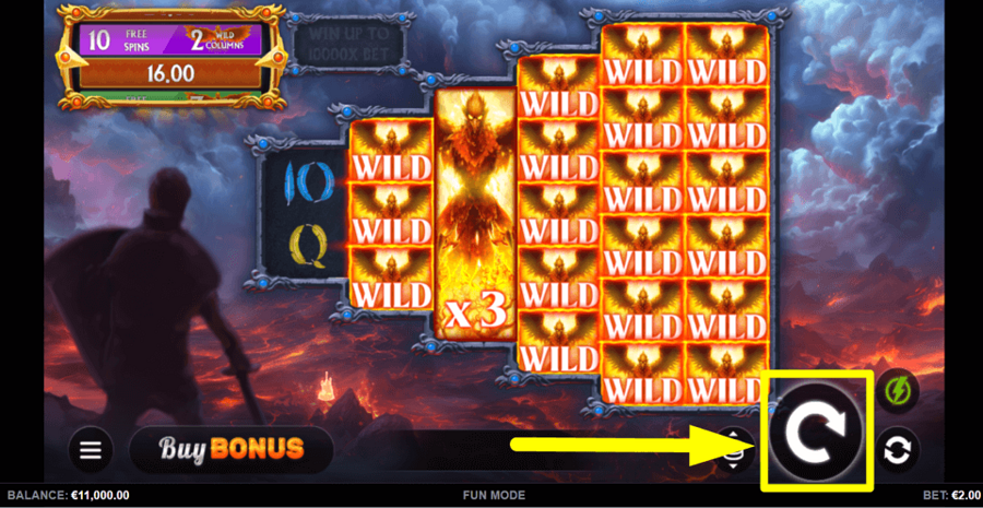 Fire Eagle Reborn Spin Button