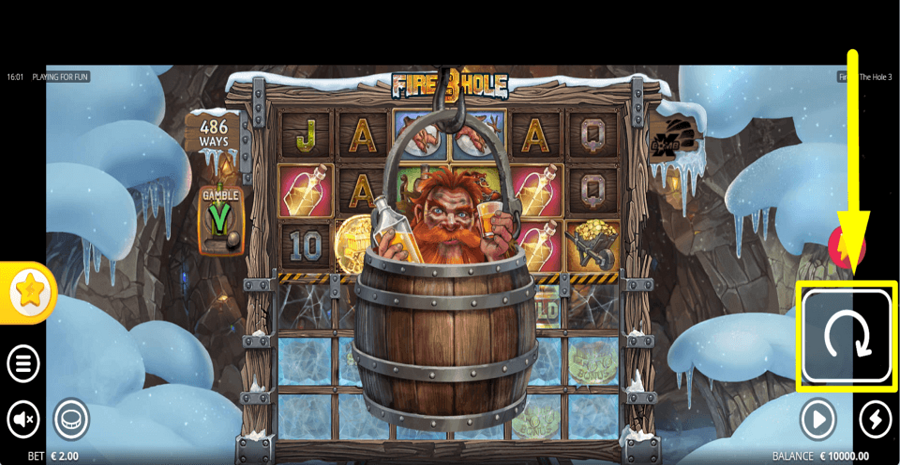 Fire In The Hole 3 Spin Button