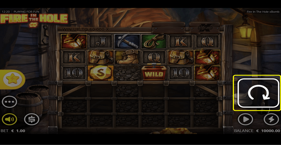 Fire In The Hole Spin Button