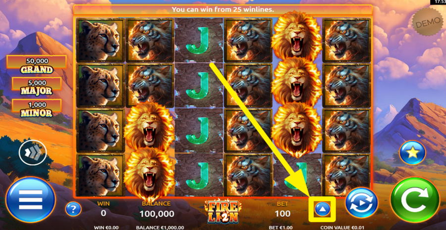Fire Lion 2 Adjust Bet