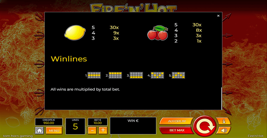 Fire N Hot Paylines