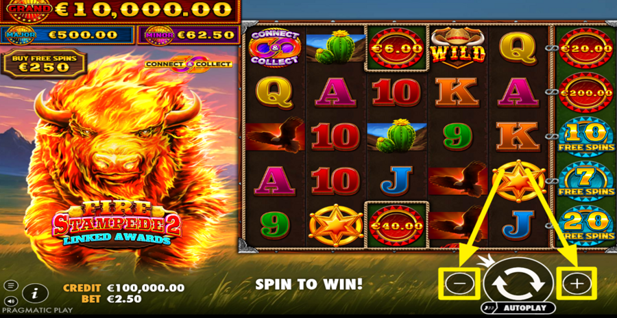 Fire Stampede 2 Adjust Bet