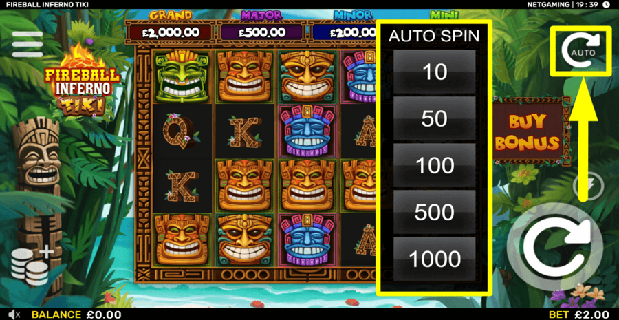 Fireball Inferno Tiki Autoplay Feature