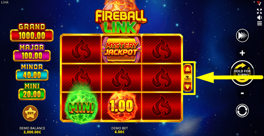Fireball Link Cash Up Paylines