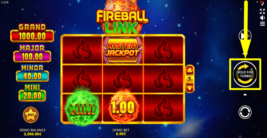 Fireball Link Cash Up Spin Button
