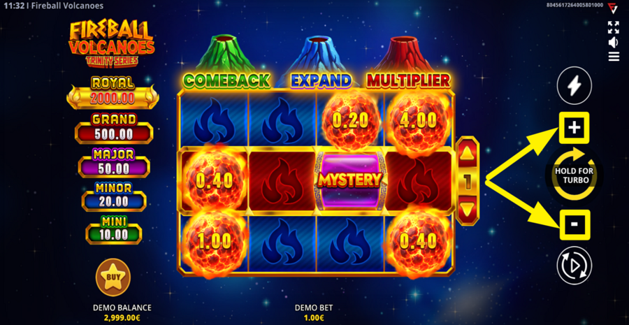 Fireball Volcanoes Trinity Series Adjust Bet
