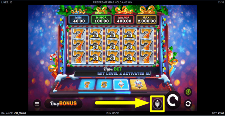 Firedream Xmas Hold And Win Bet Value