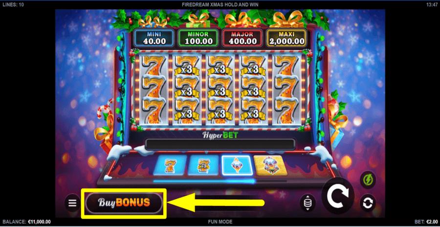 Firedream Xmas Hold And Win Buy Feature