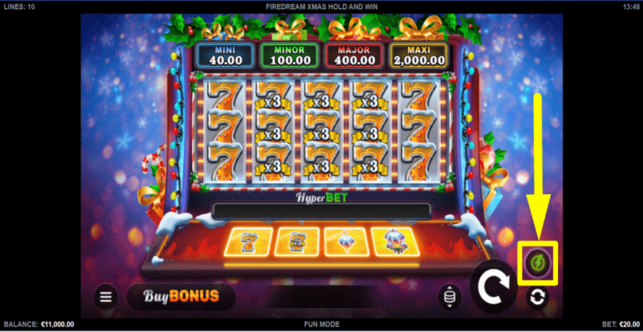 Firedream Xmas Hold And Win Turbo Feature