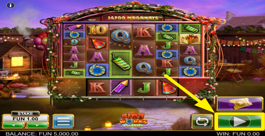 Fireworks Megaways Spin Button