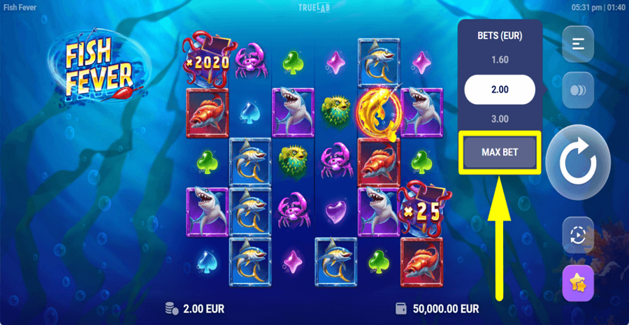 Fish Fever Max Bet Button