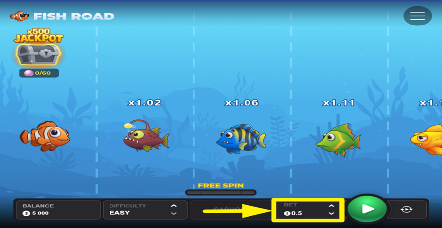 Fish Road Adjust Bet
