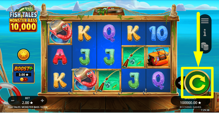Fish Tales Monster Bass 10000 Spin Button