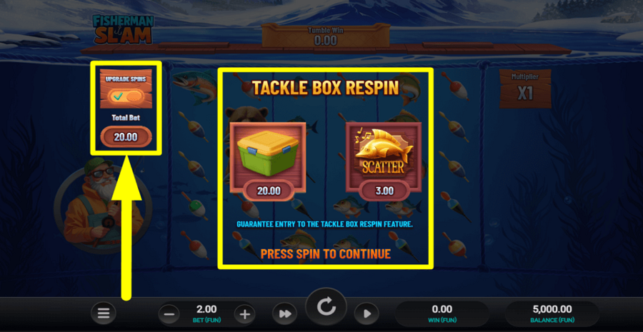Fisherman Slam Upgrade Spins Feature