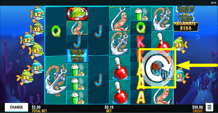 Fishin For Wins Megaways Spin Button
