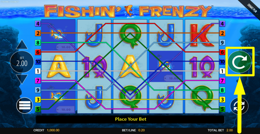 Fishin Frenzy Spin Button