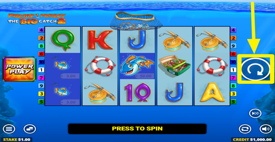 Fishin Frenzy The Big Catch 2 Spin Button