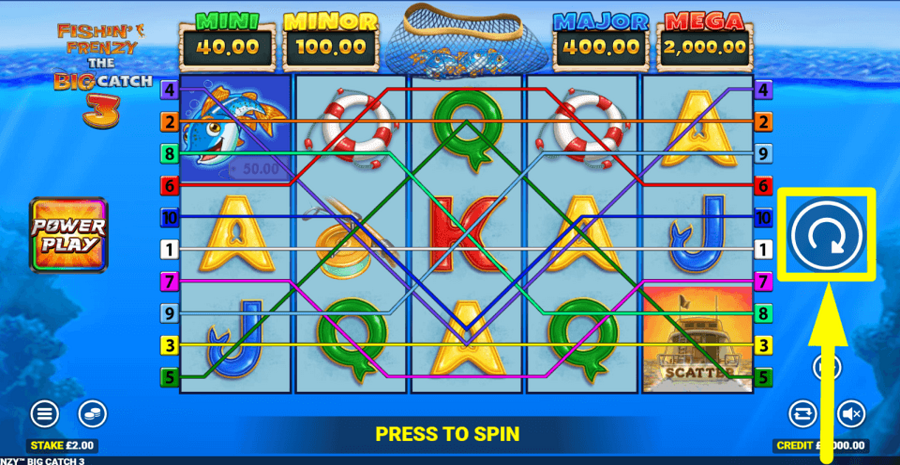 Fishin Frenzy The Big Catch 3 Spin Button