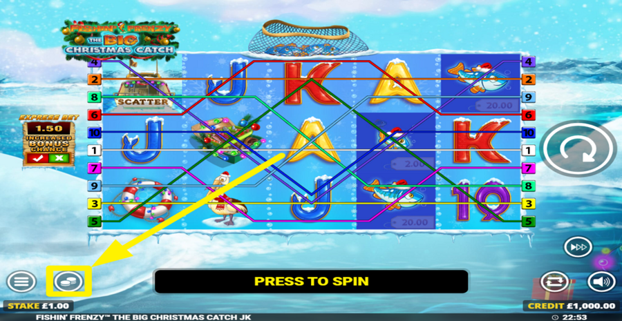 Fishin Frenzy The Big Christmas Catch Jackpot King Adjust Bet