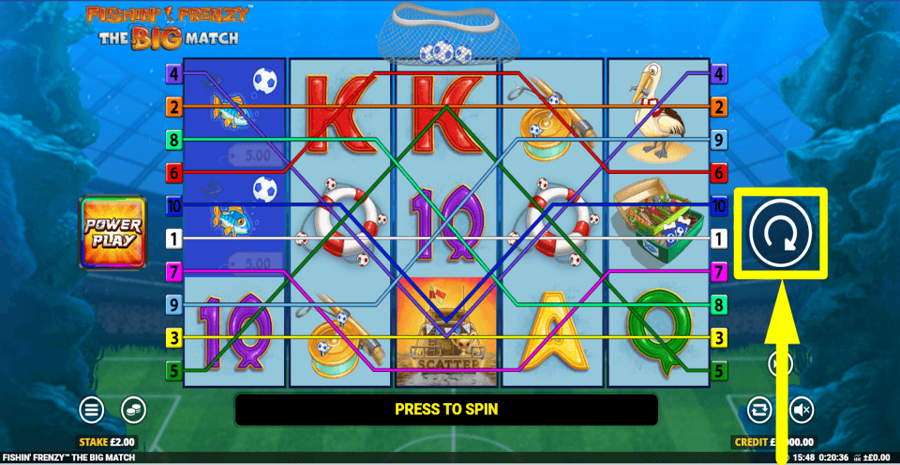 Fishin Frenzy The Big Match Spin Button