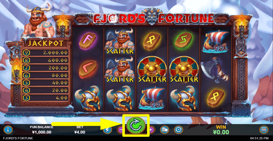 Fjords Fortune Spin Button