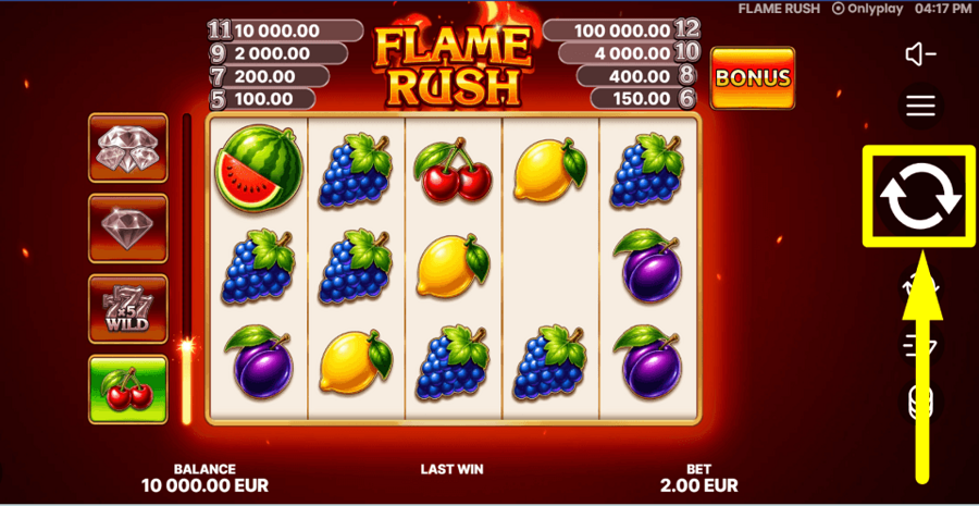 Flame Rush Spin Button