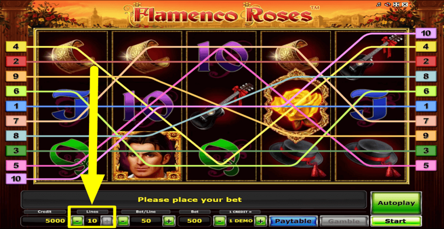 Flamenco Roses Adjustable Paylines