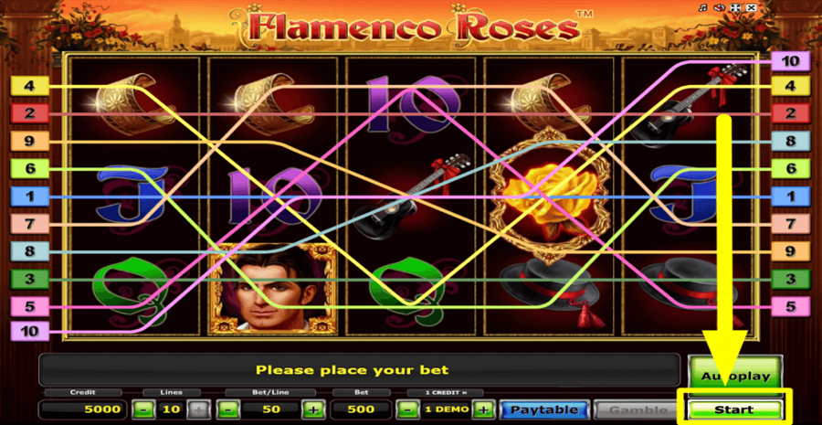 Flamenco Roses Start Button