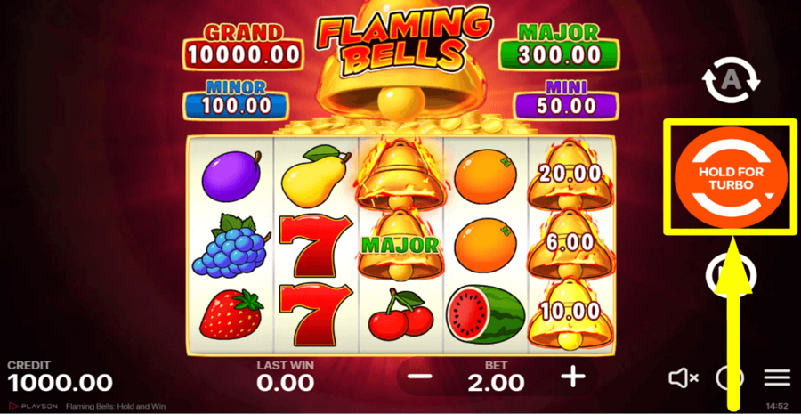 Flaming Bells Hold And Win Spin Button