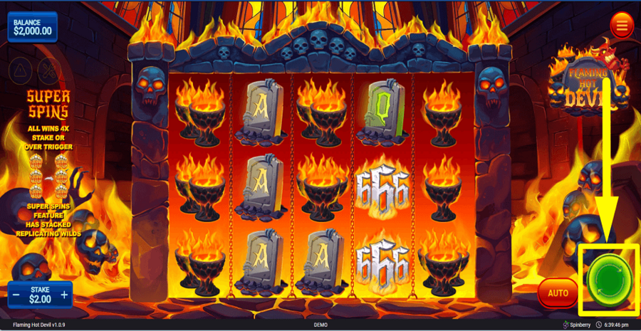 Flaming Hot Devil Spin Button