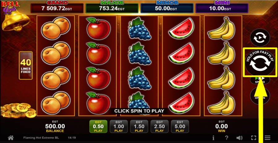 Flaming Hot Extreme Bell Link Spin Button