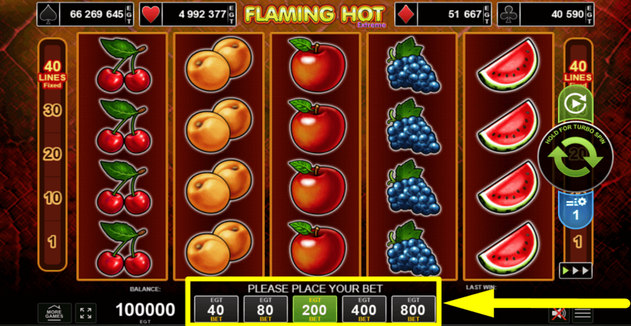 Flaming Hot Extreme Bet Value
