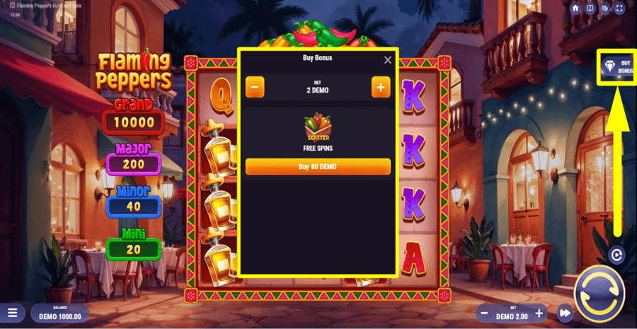 Flaming Peppers Hold And Spin Buy Feature