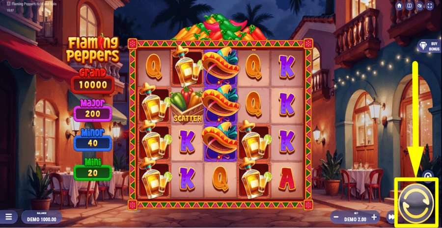 Flaming Peppers Hold And Spin Spin Button