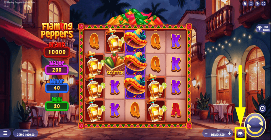 Flaming Peppers Hold And Spin Turbo Feature