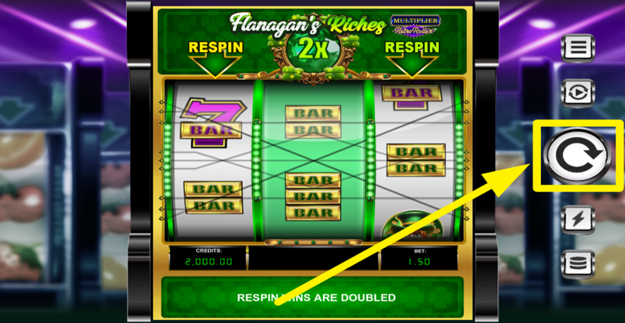 Flanagans Riches Multiplier Retro Roller Spin Button