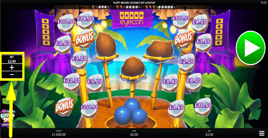 Fluffy Arcade Coconut Shy Luckytap Bet Value
