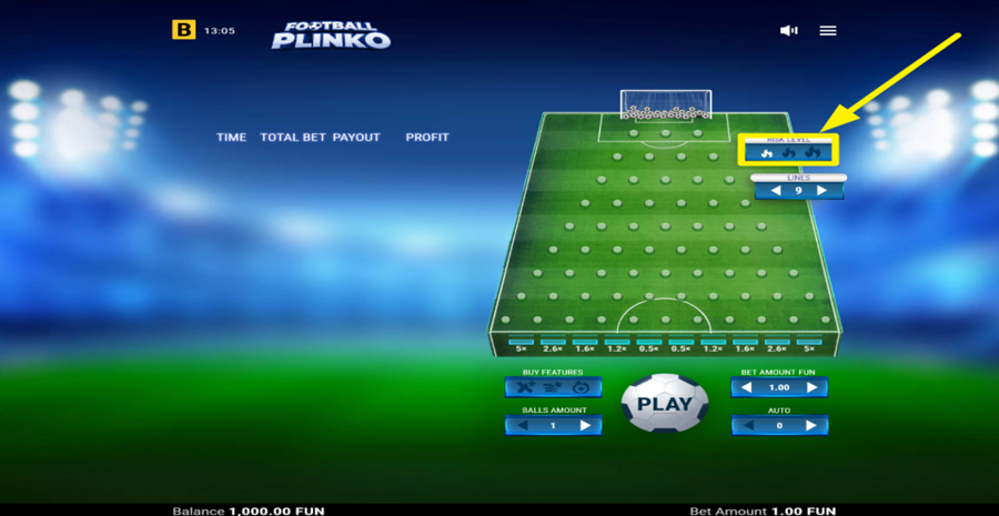 Football Plinko Adjust Risk Level