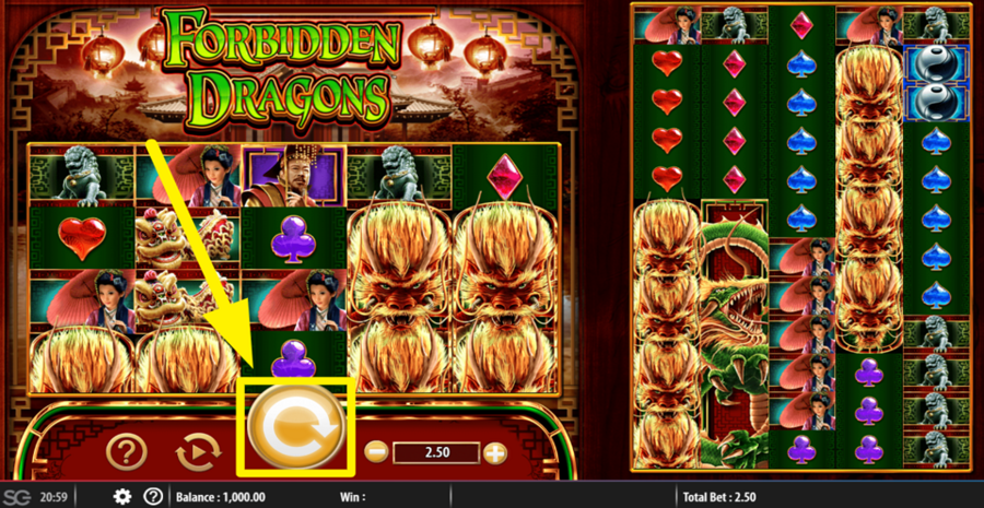 Forbidden Dragons Spin Button