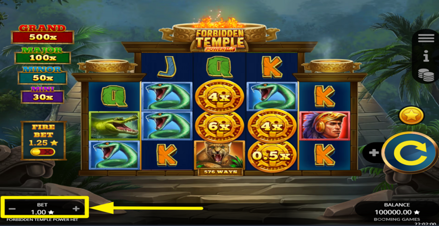 Forbidden Temple Power Hit Adjust Bet