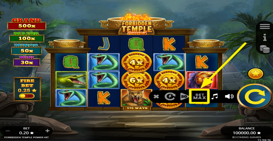 Forbidden Temple Power Hit Max Bet