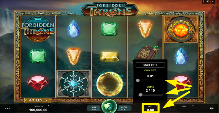 Forbidden Throne Bet Adjust