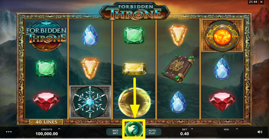 Forbidden Throne Spin Button